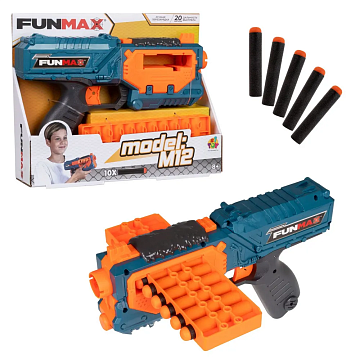 Funmax "M12" бластер механич., обойма на 10 выстрелов, в компл. 10 EVA снарядов Т24235