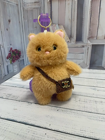 Брелок мягкий "Котик с сумкой" рыжий BL701228105K