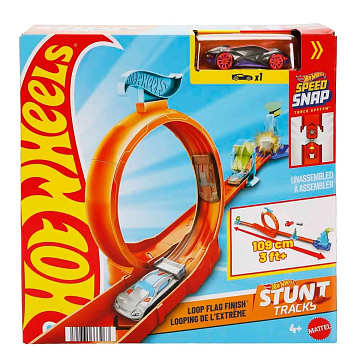 Hot Wheels Игровой набор Акробатическая гоночная трасса JHK76- Завершающая петля с флагом JHK77