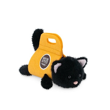 Мягкая игрушка "Кот Барсик" в сумке, черный K401/13