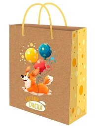 Пакет подарочный из крафт-бумаги 18x23x10 см (craft M) Доставка счастья ППК-1240