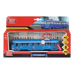 Машина металл ТРАМВАЙ 18 см, инерц. свет+звук, открыв. дв. 401949