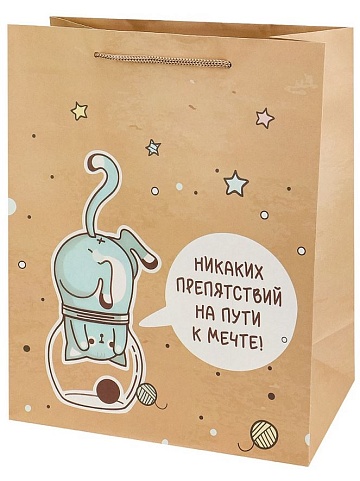 Пакет подарочный из крафт-бумаги 26,4x32,7x13,6 см Мечта, 150 г  ППК-2771 
