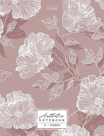 Бизнес-блокнот 80л А5ф 167х216мм 5-цв. блок клетка Flower aesthetics 093831